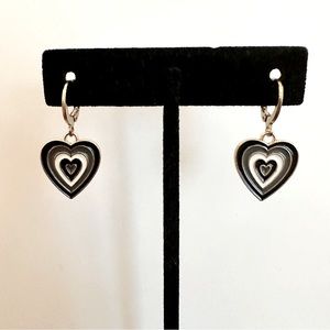 Black+White Heart Earrings